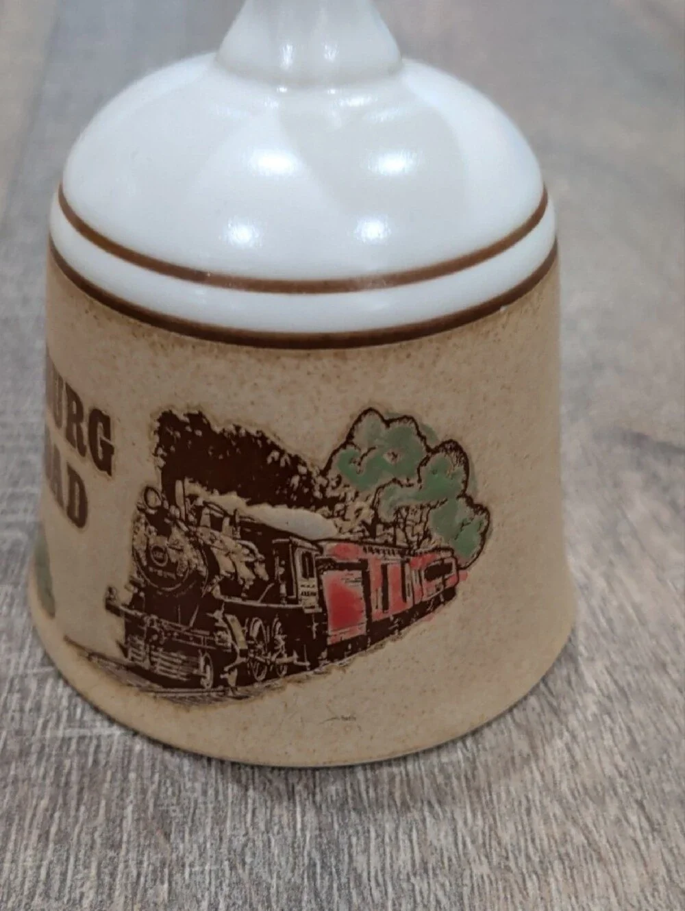 Strasburg Rail Road Ceramic Bell in White and Beige